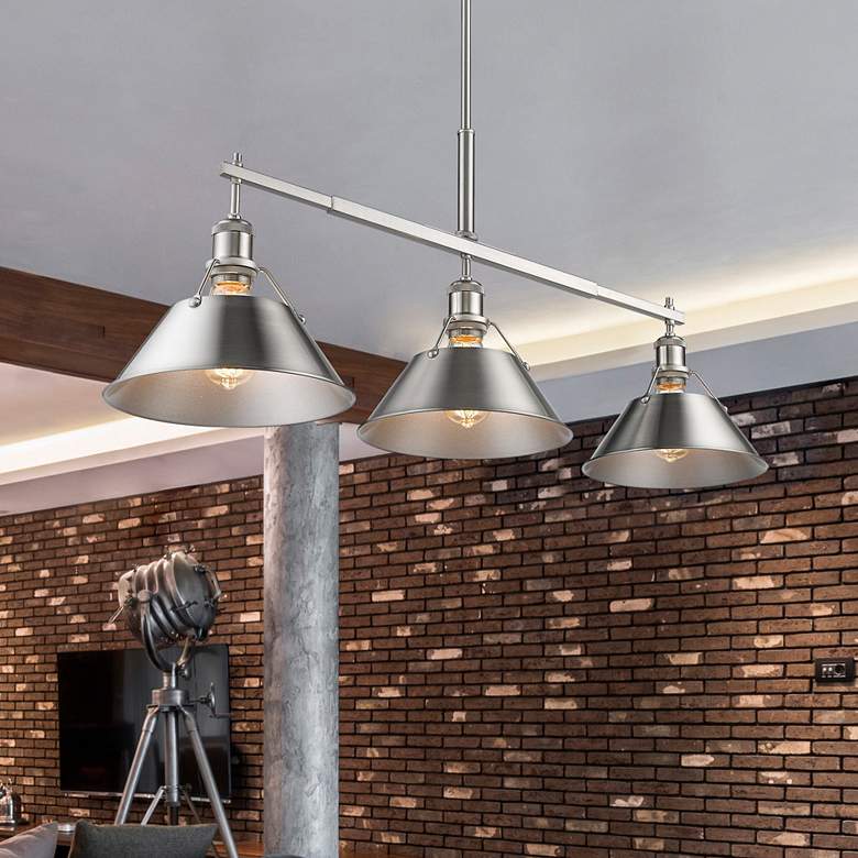 Image 1 Orwell 35 3/4" Wide 3-Light Linear Pendant in Pewter