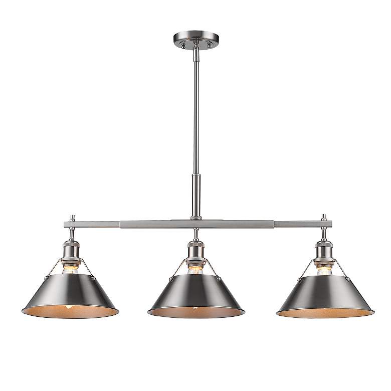 Image 3 Orwell 35 3/4" Wide 3-Light Linear Pendant in Pewter more views