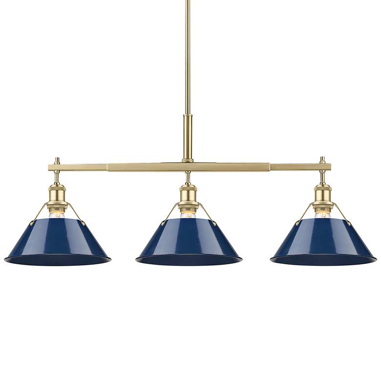Image 1 Orwell 35 3/4" Wide Champagne Bronze Navy 3-Light Pendant