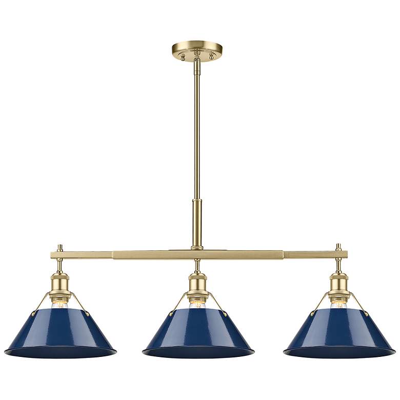Image 3 Orwell 35 3/4" Wide Champagne Bronze Navy 3-Light Pendant more views