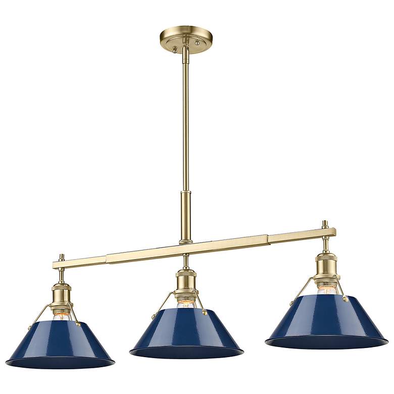 Image 4 Orwell 35 3/4" Wide Champagne Bronze Navy 3-Light Pendant more views