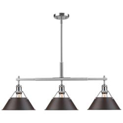 Orwell 35 3/4" Wide Linear Pendant in Pewter with Rubbed Bronze