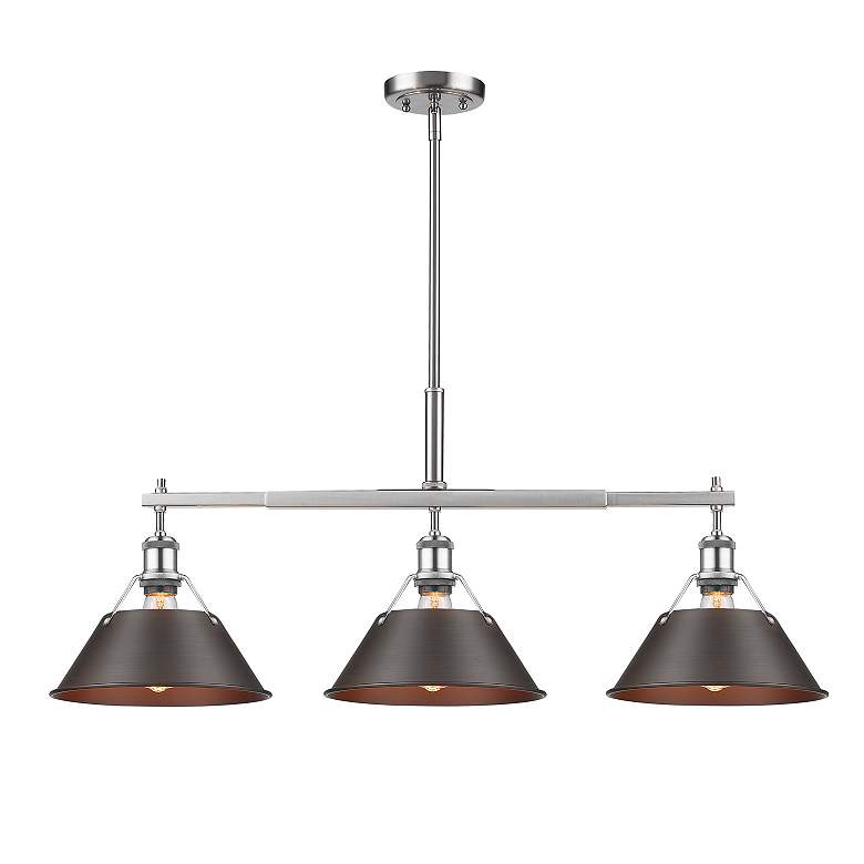 Image 2 Orwell 35 3/4" Wide Linear Pendant in Pewter with Rubbed Bronze more views