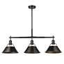2_Orwell 35 3/4" Wide Matte Black 3-Light Linear Pendant more views
