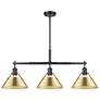 1_Orwell 35 3/4"W Black and Champagne Bronze 3-Light Pendant