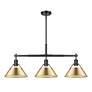 2_Orwell 35 3/4"W Black and Champagne Bronze 3-Light Pendant more views