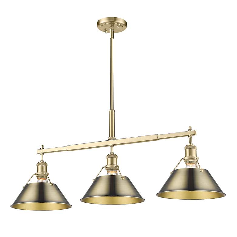 Image 3 Orwell 35 3/4"W Champagne Bronze and Brass 3-Light Pendant more views