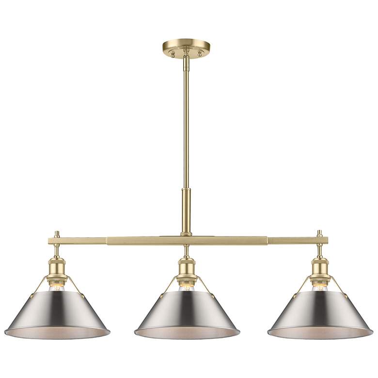 Image 1 Orwell 35 3/4"W Champagne Bronze Pewter 3-Light Pendant