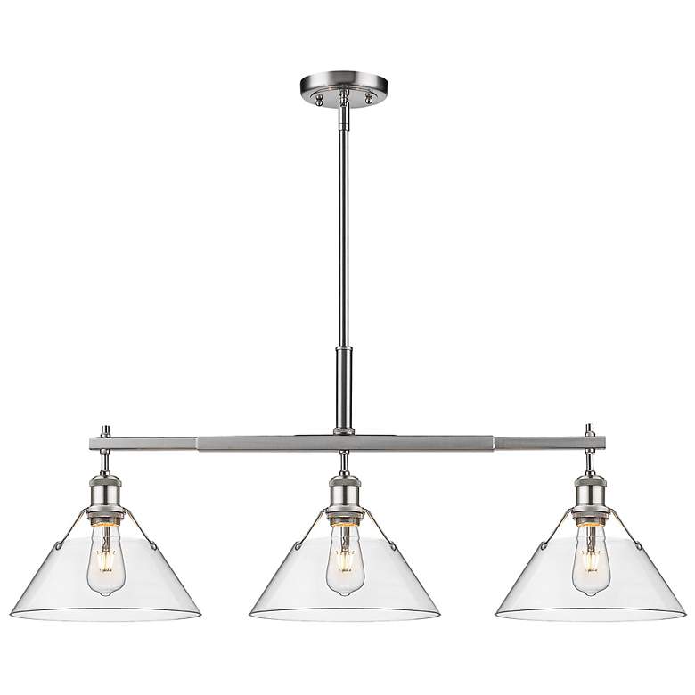 Image 1 Orwell 35 3/4"W Pewter 3-Light Linear Pendant w/ Clear Glass