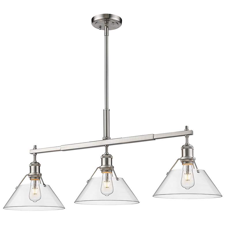 Image 3 Orwell 35 3/4"W Pewter 3-Light Linear Pendant w/ Clear Glass more views