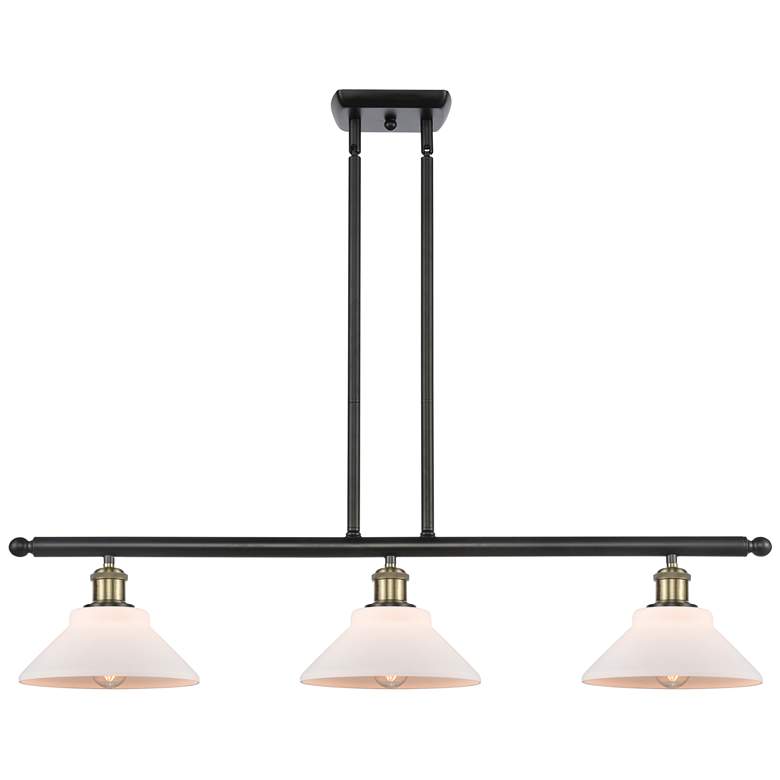 Image 1 Orwell 36" 3-Light Black Antique Brass Stemmed Island Light w/ White S