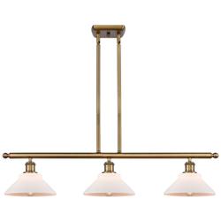 Orwell 36" 3-Light Brushed Brass Stem Hung Island Light w/ White Shade