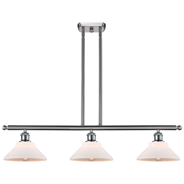 Image 1 Orwell 36" 3-Light Brushed Satin Nickel Stemmed Island Light w/ White