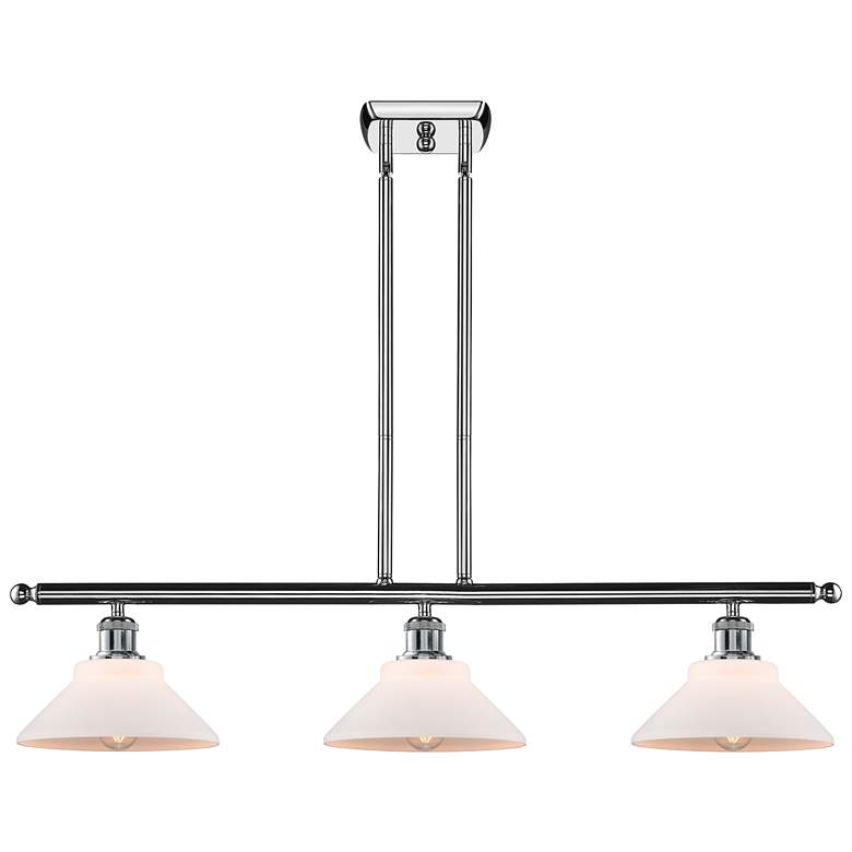 Image 1 Orwell 36" 3-Light Polished Chrome Stem Hung Island Light w/ White Sha