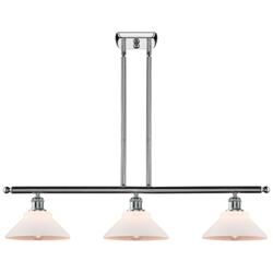 Orwell 36" 3-Light Polished Chrome Stem Hung Island Light w/ White Sha