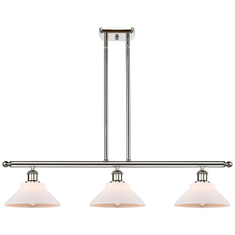 Image 1 Orwell 36" 3-Light Polished Nickel Stem Hung Island Light w/ White Sha