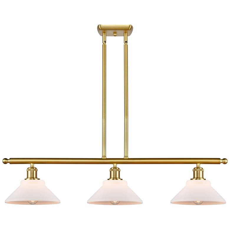 Image 1 Orwell 36" 3-Light Satin Gold Stem Hung Island Light w/ Matte White Sh