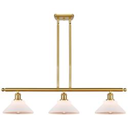 Orwell 36" 3-Light Satin Gold Stem Hung Island Light w/ Matte White Sh
