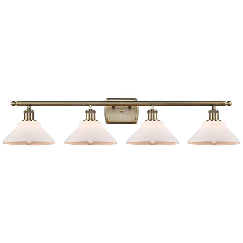 Image 1 Orwell 36" 4-Light Antique Brass Bath Light w/ Matte White Shade