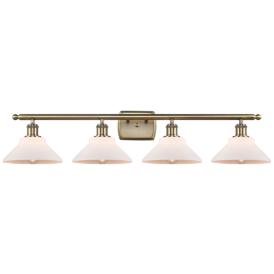 Orwell 36" 4-Light Antique Brass Bath Light w/ Matte White Shade Orwell 36" 4-Light Antique Brass Bath Light w/ Matte White Shade