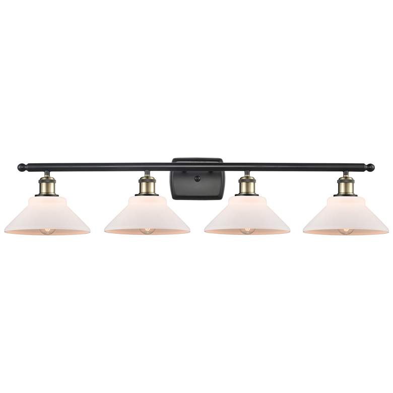 Image 1 Orwell 36" 4-Light Black Antique Brass Bath Light w/ Matte White Shade