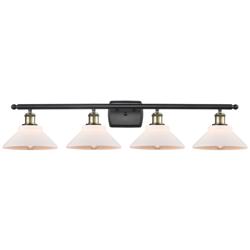 Orwell 36" 4-Light Black Antique Brass Bath Light w/ Matte White Shade