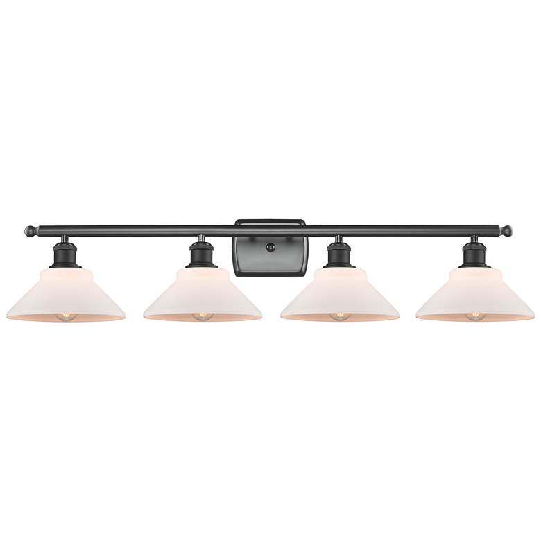 Image 1 Orwell 36 inch 4-Light Matte Black Bath Light w/ Matte White Shade