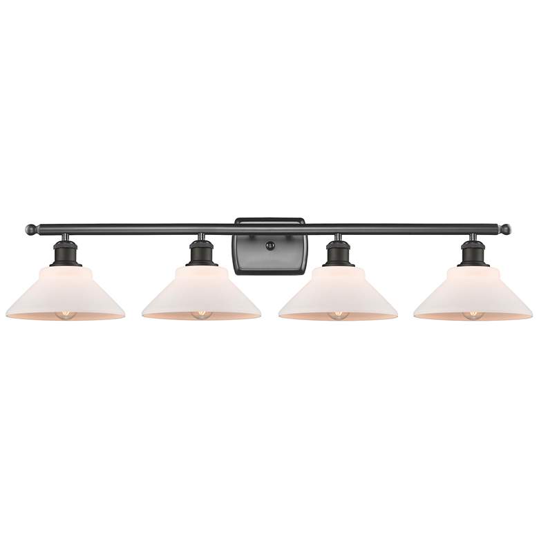 Image 1 Orwell 36 inch 4-Light Oil Rubbed Bronze Bath Light w/ Matte White Shade