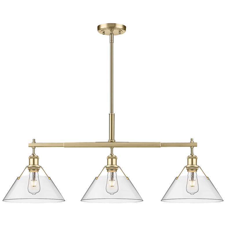 Image 1 Orwell 36"W Brushed Champagne 3-Light Pendant w/ Clear Glass