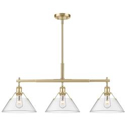 Orwell 36"W Brushed Champagne 3-Light Pendant w/ Clear Glass