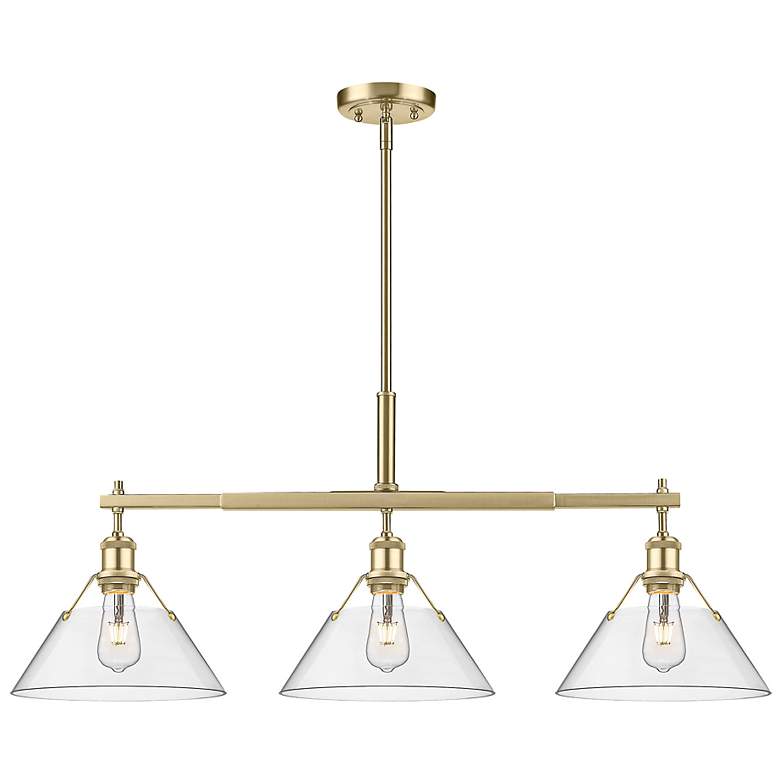 Image 3 Orwell 36"W Brushed Champagne 3-Light Pendant w/ Clear Glass more views