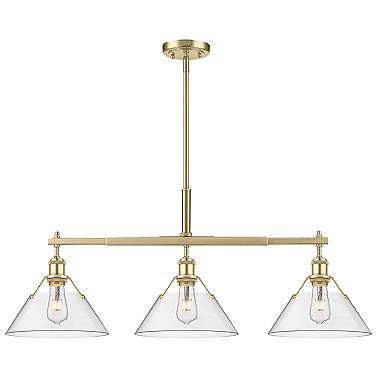 Orwell 36"W Brushed Champagne 3-Light Pendant w/ Clear Glass