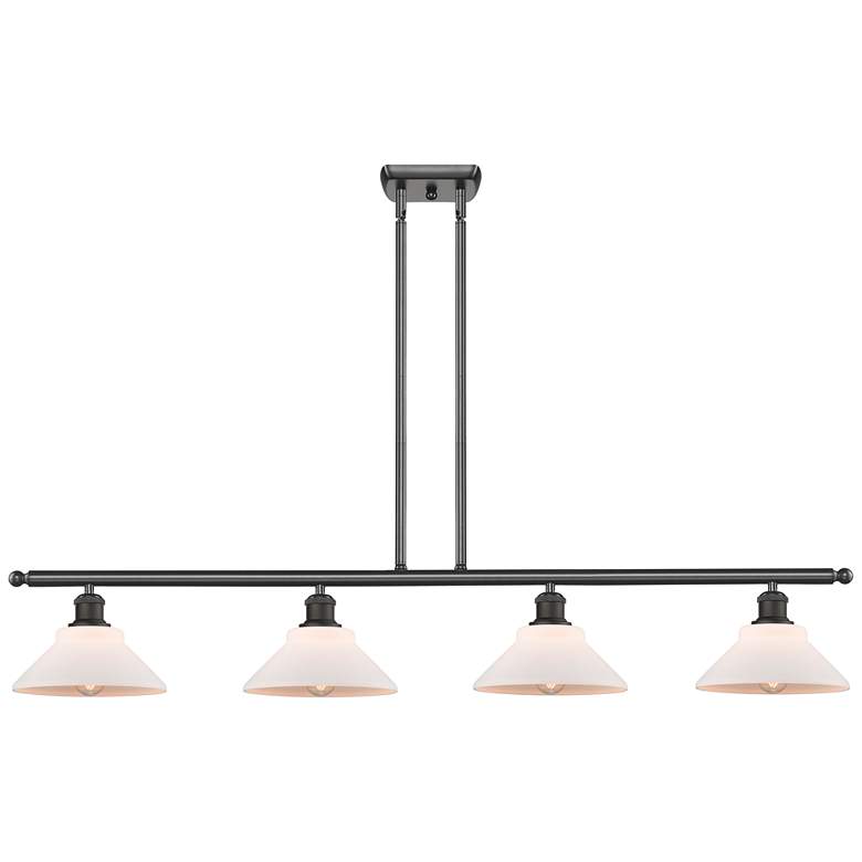 Image 1 Orwell 48" Wide 4 Light Bronze Stem Hung Island Light w/ Matte White S