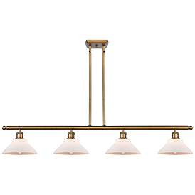 Image1 of Orwell 48" Wide 4 Light Brushed Brass Stem Hung Island Light w/ White