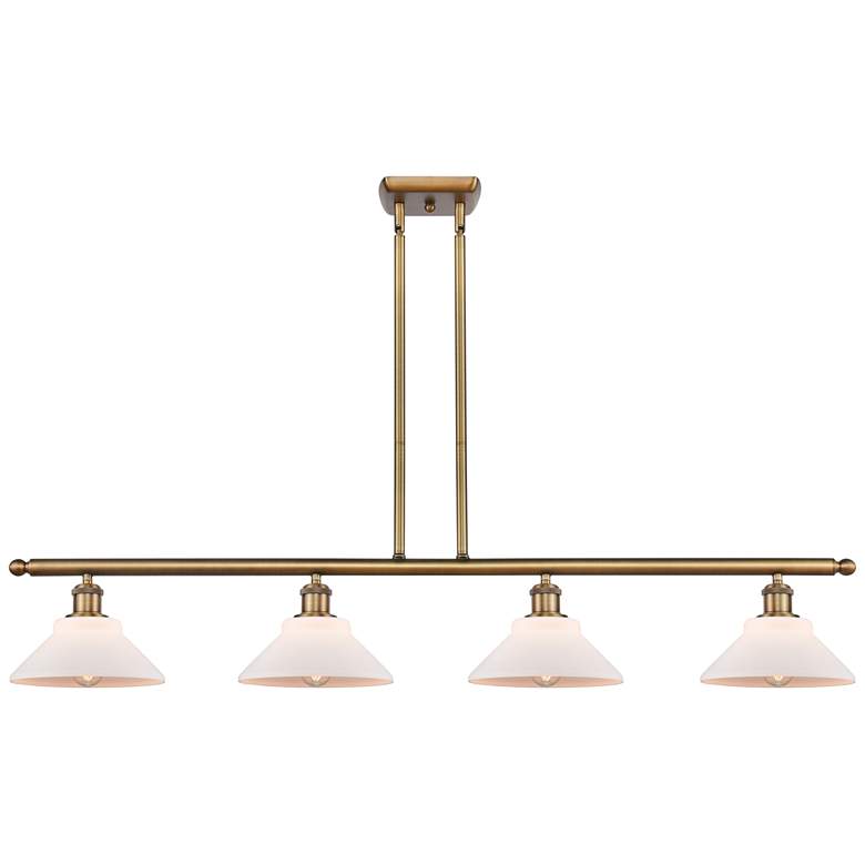 Image 1 Orwell 48" Wide 4 Light Brushed Brass Stem Hung Island Light w/ White