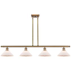 Orwell 48" Wide 4 Light Brushed Brass Stem Hung Island Light w/ White