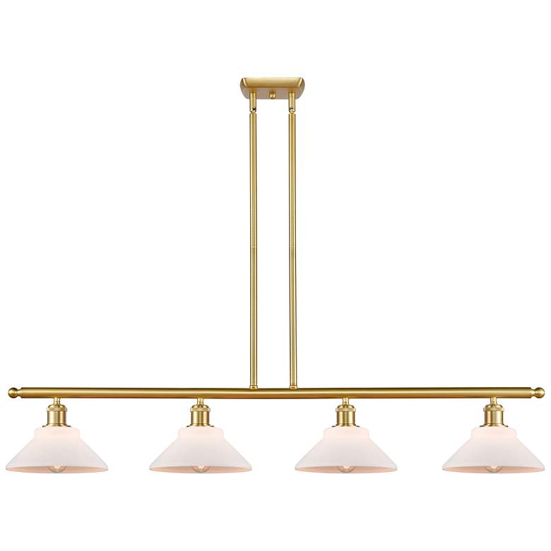 Image 1 Orwell 48" Wide 4 Light Gold Stem Hung Island Light w/ Matte White Sha