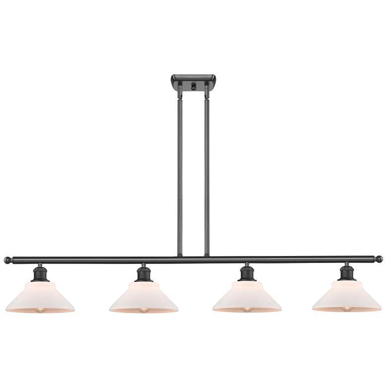 Image 1 Orwell 48" Wide 4 Light Matte Black Stem Hung Island Light w/ White Sh