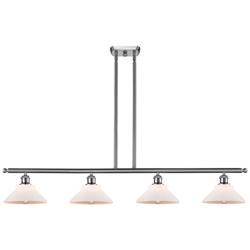 Orwell 48"W 4 Light Brushed Nickel Stem Hung Island Light w/ White Sha