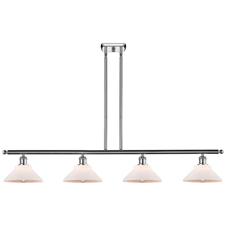Image 1 Orwell 48"W 4 Light Polished Chrome Stem Hung Island Light w/ White Sh
