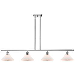 Orwell 48"W 4 Light Polished Chrome Stem Hung Island Light w/ White Sh