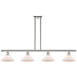 Orwell 48"W 4 Light Polished Nickel Stem Hung Island Light w/ White Sh