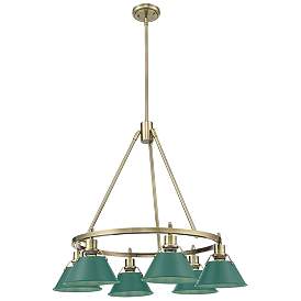 Image1 of Orwell 6-Light Chandelier in Aged Brass with Pine Green