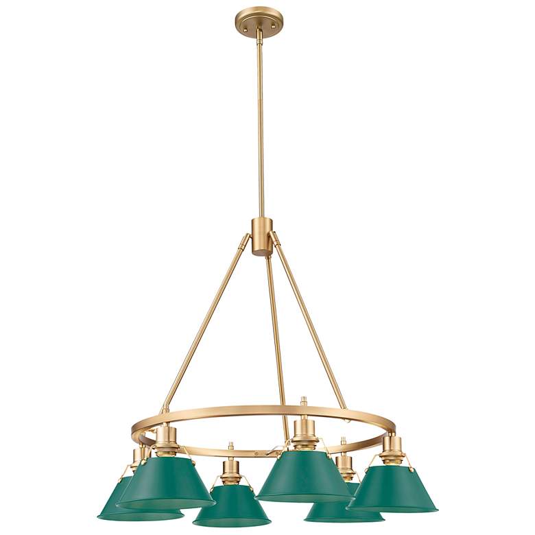 Image 1 Orwell 6-Light Chandelier in Brushed Champagne Bronze with Pine Green