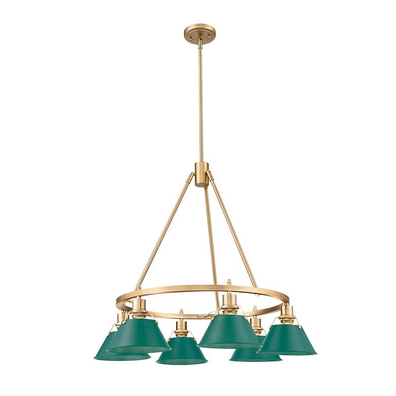 Image 2 Orwell 6-Light Chandelier in Brushed Champagne Bronze with Pine Green more views