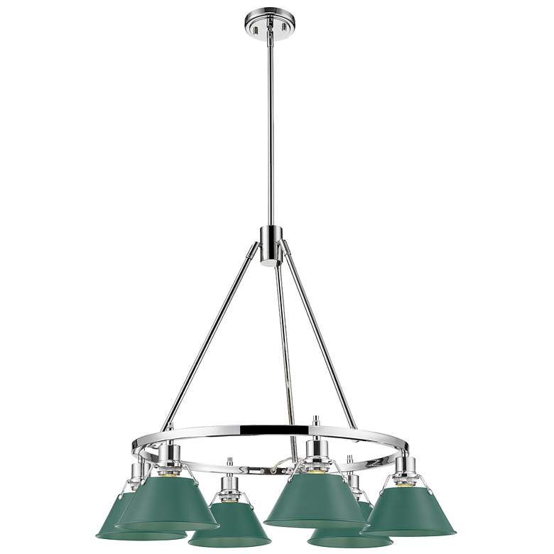 Image 1 Orwell 6-Light Chandelier in Chrome with Pine Green