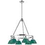 1_Orwell 6-Light Chandelier in Chrome with Pine Green