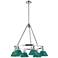 Orwell 6-Light Chandelier in Chrome with Pine Green