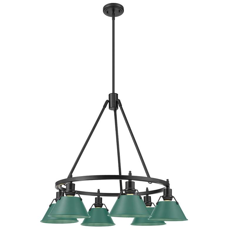 Image 1 Orwell 6-Light Chandelier in Matte Black with Pine Green