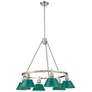 1_Orwell 6-Light Chandelier in Pewter with Pine Green